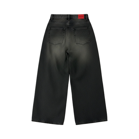 Quần suông jeans unisex màu đen bạc NULLED N-Q16