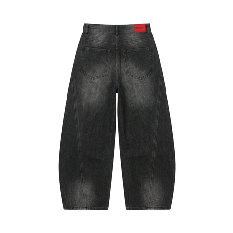 Quần baggy suông unisex bí jeans wash đen NULLED N-Q44