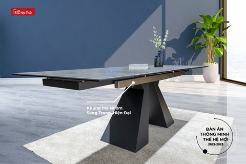 Bàn ăn thông minh kéo dài 06 đến 12 ghế mặt đá Ceramic Biz-9077