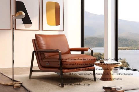 Ghế Arm chair thư giãn da thật italy Coco nhập khẩu