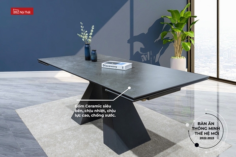 Bàn ăn thông minh kéo dài 06 đến 12 ghế mặt đá Ceramic Biz-9077