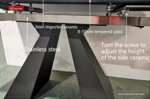 Bàn ăn thông minh kéo dài 06 đến 12 ghế mặt đá Ceramic Biz-9077