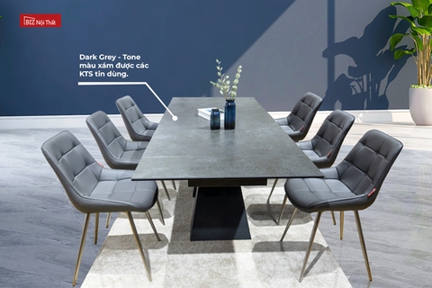 Bàn ăn thông minh kéo dài 06 đến 12 ghế mặt đá Ceramic Biz-9077