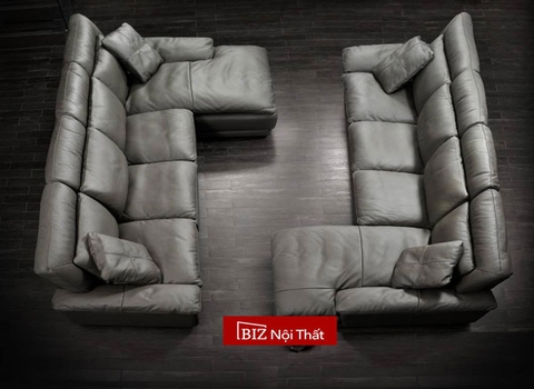 Bộ Sofa góc L chất liệu da bò Ý nhập khẩu Divano L902 màu nâu Dark Brown