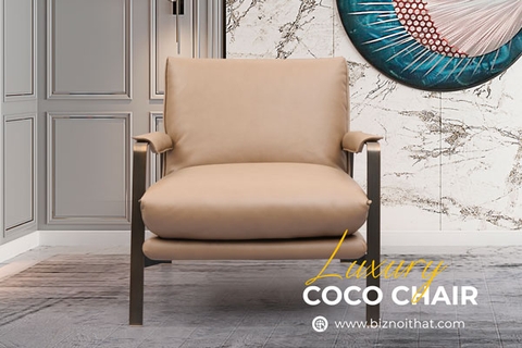 Ghế thư giãn da bò Ý Coco nhập khẩu màu kem Apricott