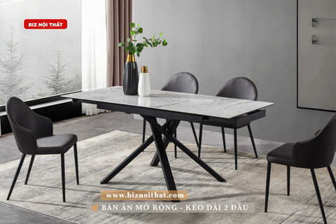 Bàn ăn thông minh kéo dài từ 1,2m đến 1,8m mặt đá Ceramic-1914