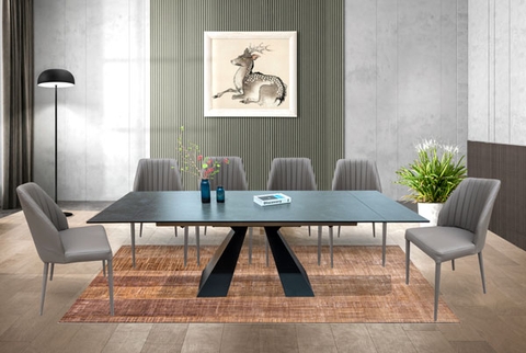 Bàn ăn thông minh kéo dài 06 đến 12 ghế mặt đá Ceramic Biz-9077