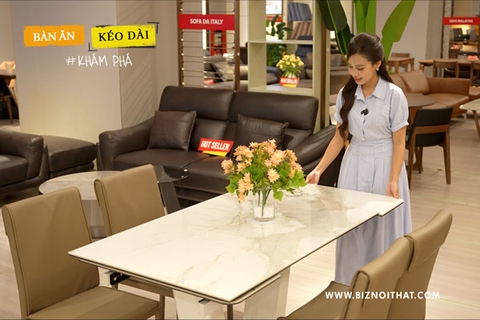 Bàn ăn thông minh mặt đá Ceramic 2319 (kéo dài 1,2 đến 1,8m)