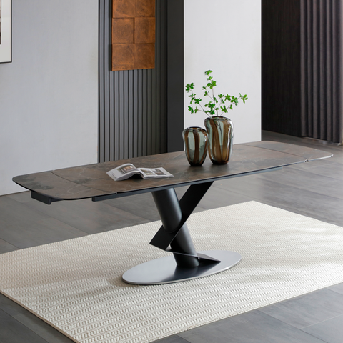 Bàn ăn thông minh kéo dài từ 1,8m đến 2,4m mặt đá Ceramic-1125 thương hiệu Biz Nội Thất