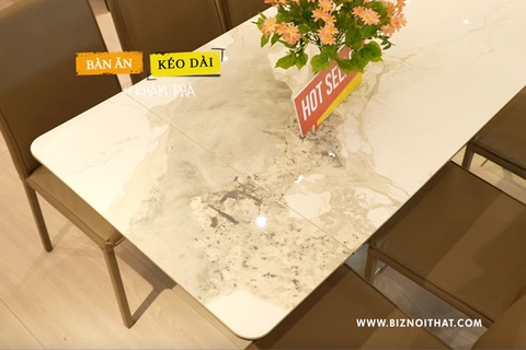 Bàn ăn thông minh mặt đá Ceramic 2319 (kéo dài 1,2 đến 1,8m)