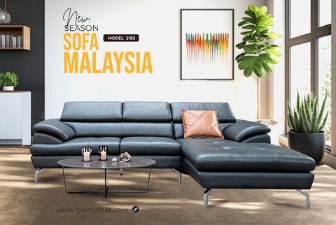 Ghế Sofa văng da thật nhập khẩu Malaysia L2183 màu đen