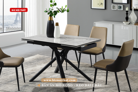 Bàn ăn thông minh kéo dài từ 1,2m đến 1,8m mặt đá Ceramic-1914