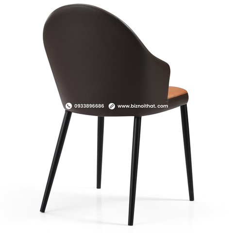 Ghế ăn bằng da nhập khẩu DC19381B pha màu Cam Camel và Đen Black