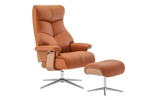 Ghế Sofa đơn thư giãn chỉnh cơ thông minh da bò Italia nhập khẩu ASTRO-321 màu Tobacco