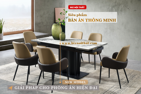 Bàn ăn thông minh kéo dài từ 1,6m đến 2,2m mặt đá Ceramic-968