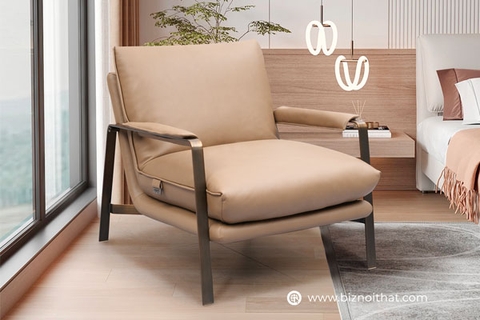 Ghế thư giãn da bò Ý Coco nhập khẩu màu kem Apricott