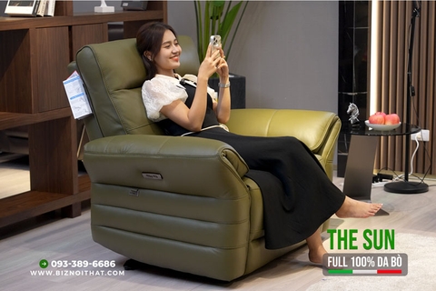Sofa Thông Minh THE SUN Full 100% da thật - Ghế Sofa chỉnh điện Nhập Khẩu nguyên chiếc từ Malaysia
