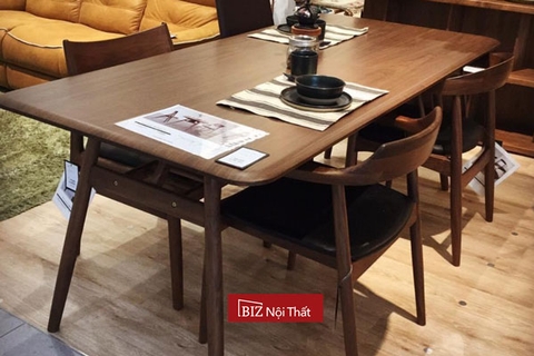 Bàn ăn gỗ óc chó xuất Nhật Biznoithat Ba-OC8515W (không gồm ghế)