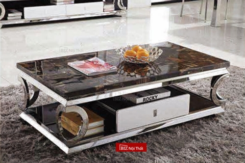 Bàn Trà Mặt Đá BizNoiThat chân inox CT-1715