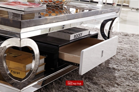 Bàn Trà Mặt Đá BizNoiThat chân inox CT-1715