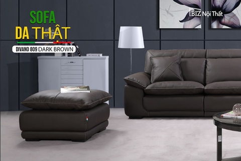 Bộ Sofa góc L chất liệu da bò Ý nhập khẩu Divano L902 màu nâu Dark Brown