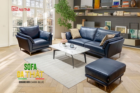 Bộ Sofa Văng chất liệu da bò Ý nhập khẩu Divano S-809 màu xám