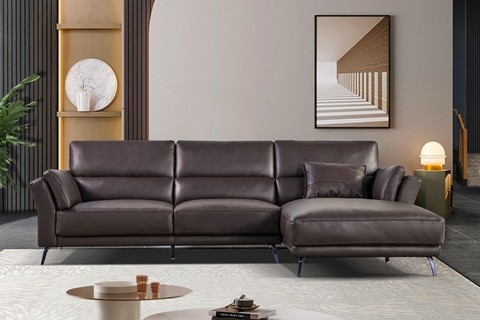 Bộ Sofa Văng chất liệu da bò Ý nhập khẩu Divano S-808 màu Camel