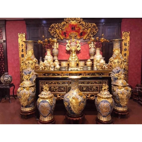 Trọn bộ đồ thờ mạ vàng