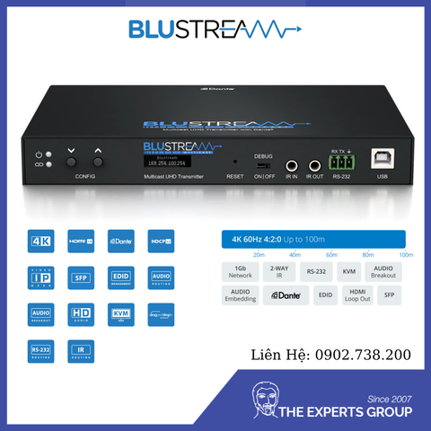 IP250UHD-TX / IP Multicast UHD Video Transmitter Over 1Gb Network Featuring Dante® Integration