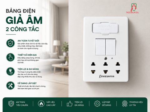 Bảng điện giả âm 2 công tắc Santavina | Thiết bị điện bán chạy cho đại lý và nhà phân phối