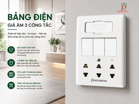 Bảng điện giả âm 3 công tắc Santavina | Luôn sẵn hàng cho đại lý và công trình