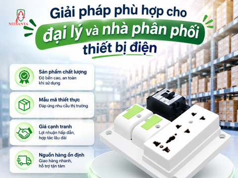 Bảng điện nổi 2 công tắc ổ cắm 3 đế trắng có Aptomat giải pháp phù hợp cho các đại lý thiết bị điện