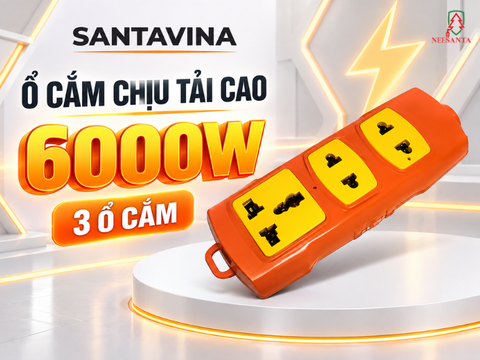 Ổ cắm chịu tải cao 6000W 3 ổ cắm Santavina – Giải pháp cấp nguồn linh hoạt cho môi trường làm việc chuyên nghiệp