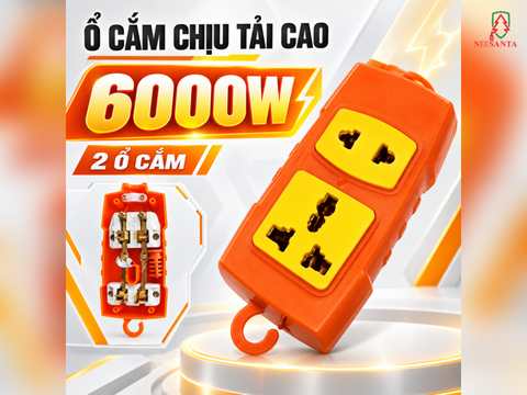 Ổ cắm chịu tải cao 6000W 2 ổ cắm Santavina giá sỉ cho đại lý, nhà phân phối