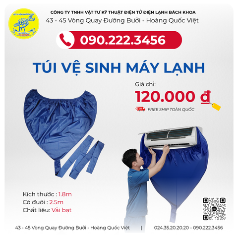 Túi vệ sinh máy lạnh chuyên nghiệp từ Điện Lạnh Bách Khoa!