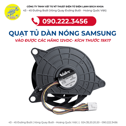 Quạt tủ dàn nóng Samsung 12VDC (Kích thước 19x17cm) bán tại Tiền Giang 0902223456