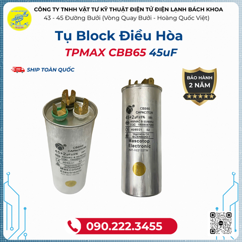 Tụ Block Điều Hòa 45uF - 090.222.3456