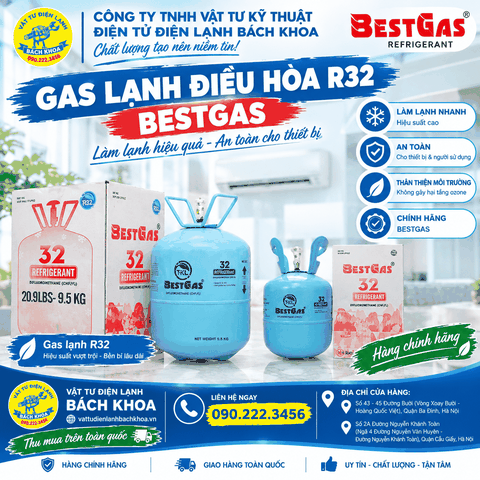 Gas lạnh điều hòa R32 Bestgas chính hãng 0902223456