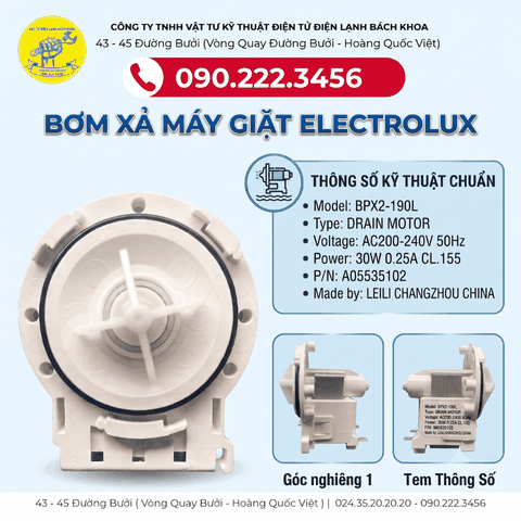 Bơm máy giặt Electrolux chính hãng bán Online tại Long Biên ( Bảo hành 1 năm ) 090.222.3456