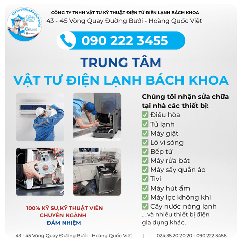 Vật Tư Điện Lạnh Bách Khoa – Trung Tâm Dịch Vụ Sửa Chữa Tại đường Võ Chí Công - 0902223456