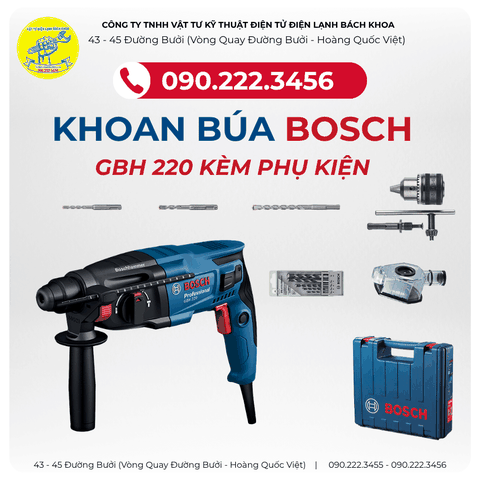 Khoan búa Bosch GBH 220 Kèm Phụ Kiện Chính Hãng 0902223456