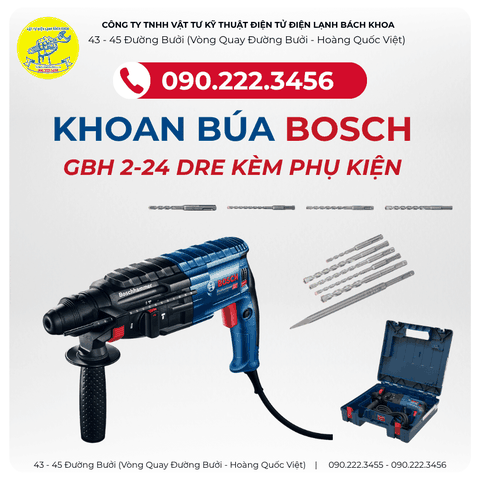 KHOAN BÚA BOSCH GBH 2-24 DRE KÈM PHỤ KIỆN