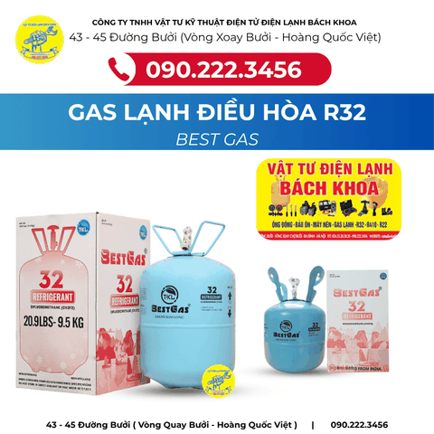 Gas lạnh điều hòa R32 Best Gas (Bình 9.5kg) 090 222 3456