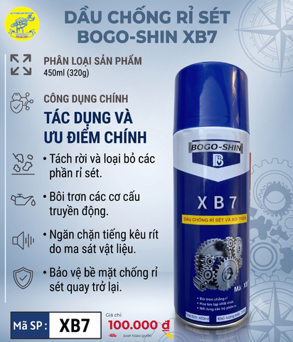 Dầu chống rỉ sét và bôi trơn BOGO-SHIN XB7