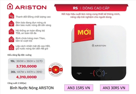 Bình nước nóng Ariston AN3 15, 30 RS VN thế hệ mới