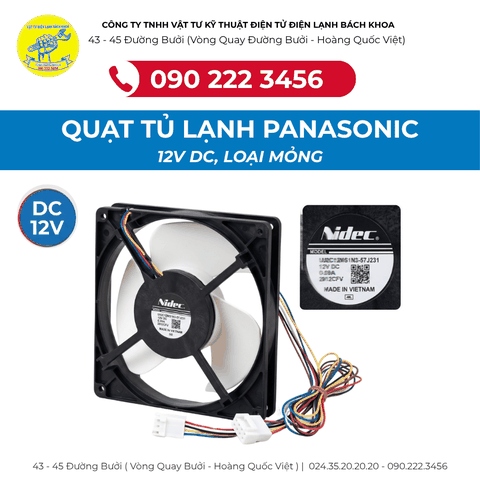 Quạt tủ lạnh Panasonic 12V DC, loại mỏng - 0902223456