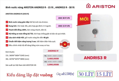 Bình nước nóng Ariston AN3 15, 30 R VN Chính Hãng