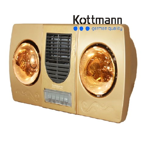 Đèn sưởi nhà tắm Kottmann 2 bóng kèm thổi gió nóng K2B-HW-G Hàng Chính Hãng ( Giá bán buôn)