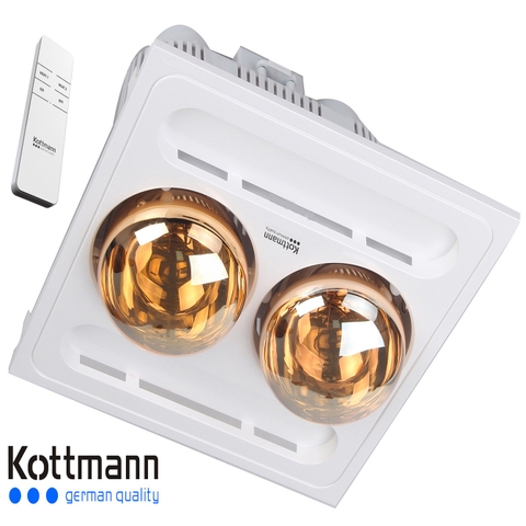 Đèn sưởi nhà tắm âm trần 2 bóng Kottmann K9-R (điều khiển), hàng chính hãng ( Giá bán buôn )