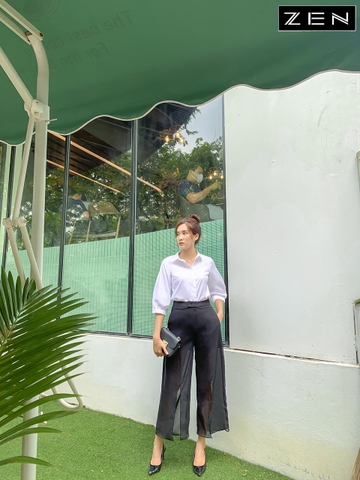 20/Q003/02 QUẦN SUÔNG RỘNG, XẺ TRƯỚC, ĐEN